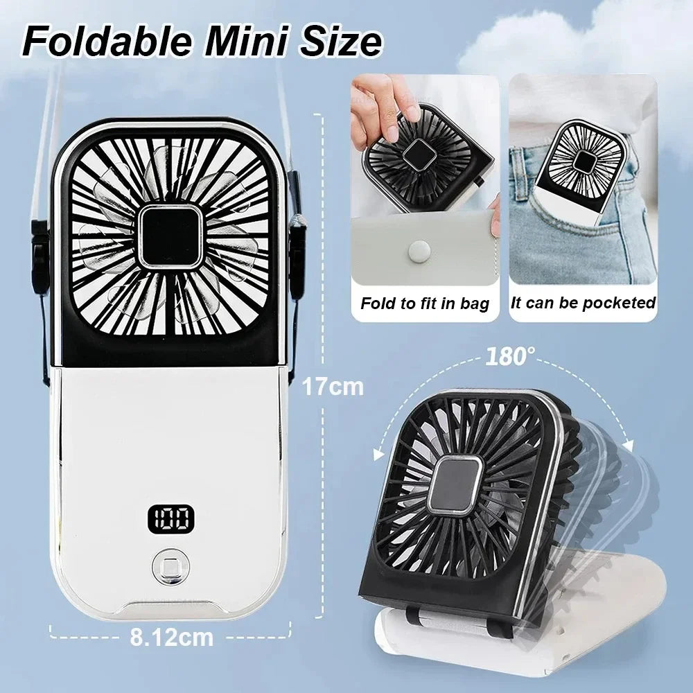 Zefyr Foldable 5-in-1 Mini Neck Fan with Digital Display