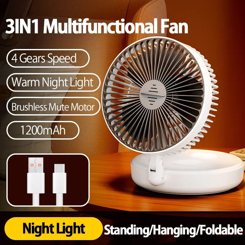 Zefyr 3-in-1 Foldable Desk Fan with Night Light (5000mAh)