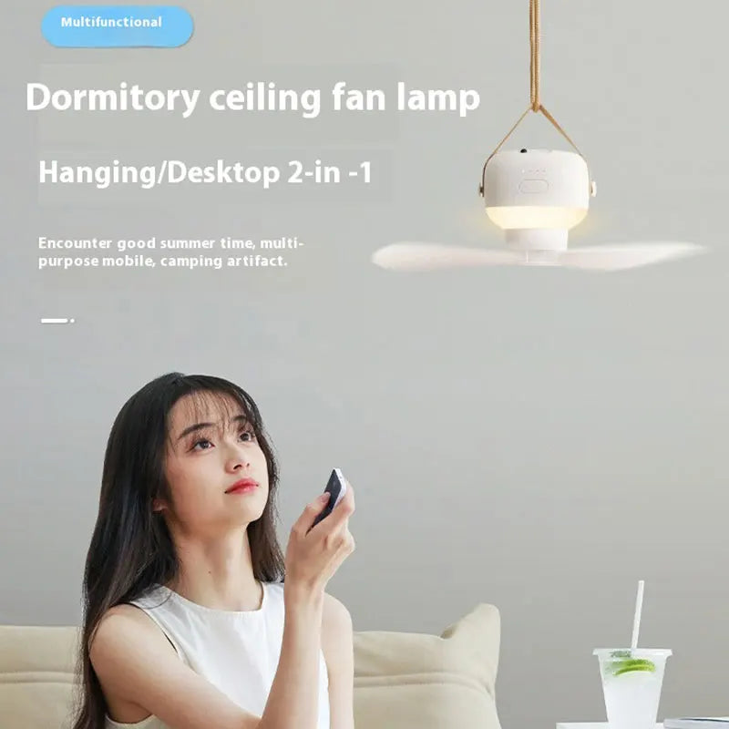 Zefyr Portable Hanging Ceiling Fan with Remote & LED Light
