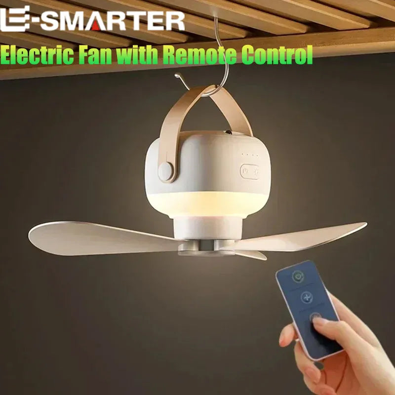 Zefyr Portable Hanging Ceiling Fan with Remote & LED Light