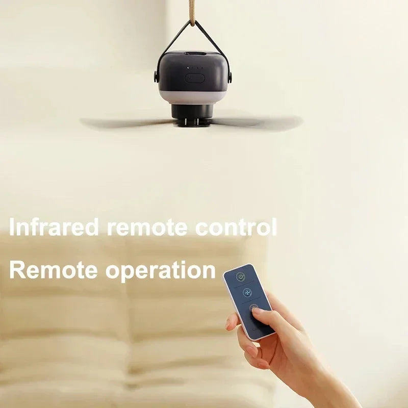 Zefyr Portable Hanging Ceiling Fan with Remote & LED Light