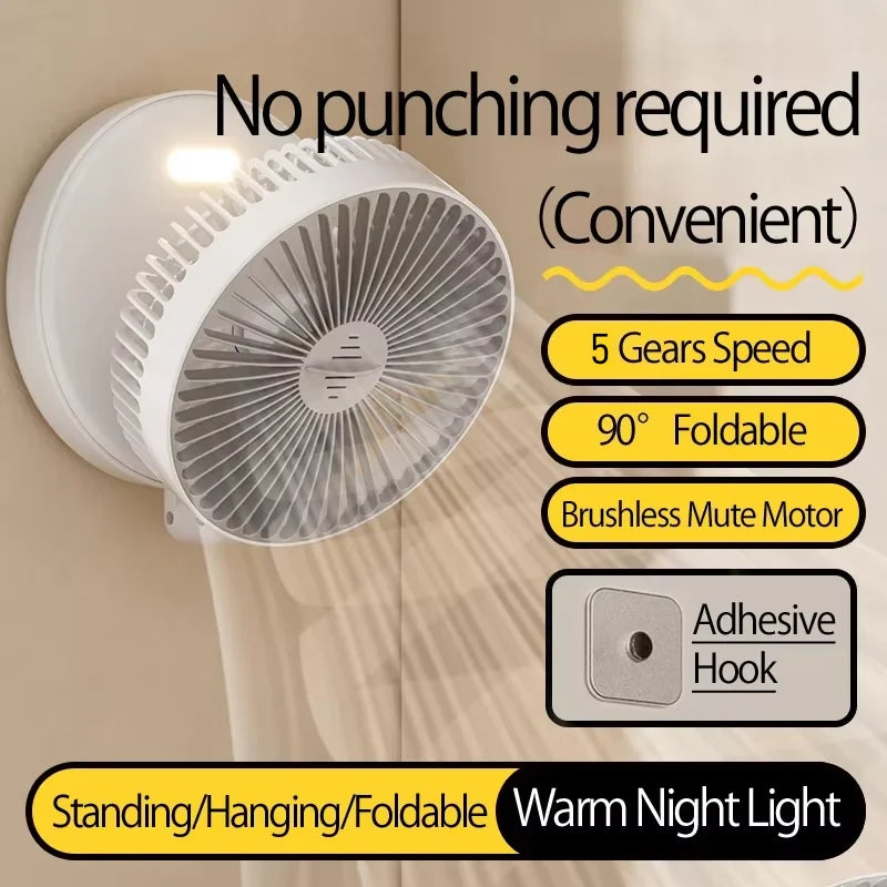 Zefyr 3-in-1 Foldable Desk Fan with Night Light (5000mAh)