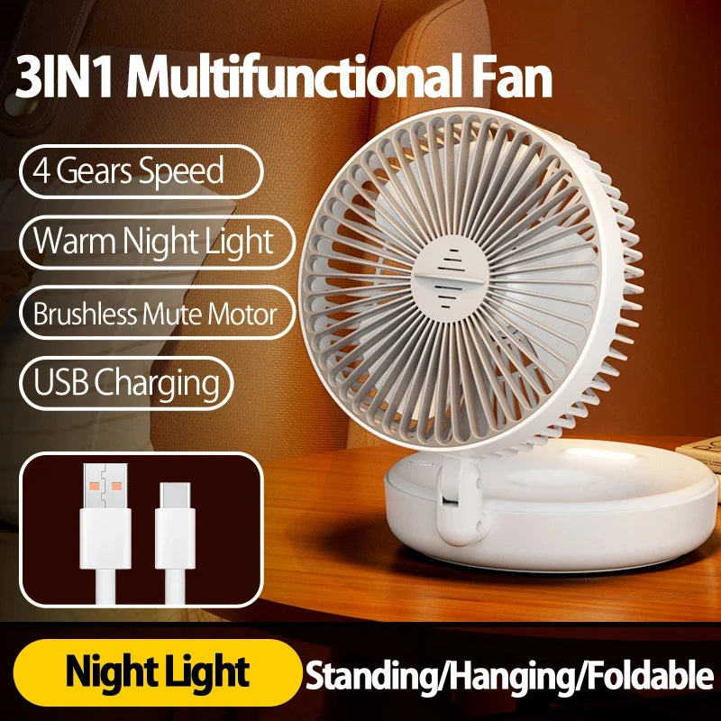 Zefyr 3-in-1 Foldable Desk Fan with Night Light (5000mAh)